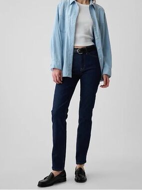 {GAP} "Classic Straight Mid Rise" Tall Long Dark Blue Cigarette Jeans WJ525